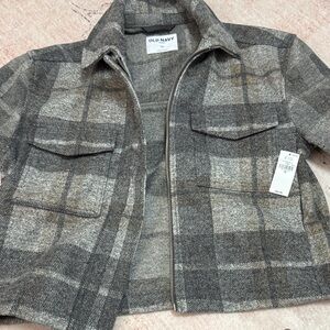 Old Navy Gray and Tan Plaid Jacket